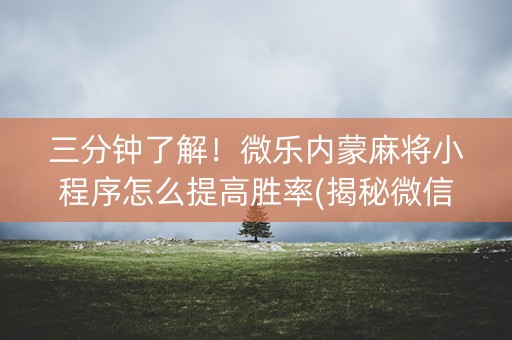 三分钟了解！微乐内蒙麻将小程序怎么提高胜率(揭秘微信里最新神器下载)