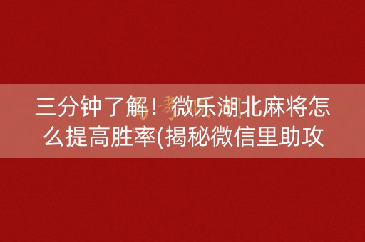 三分钟了解！微乐湖北麻将怎么提高胜率(揭秘微信里助攻神器)