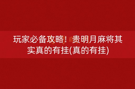 玩家必备攻略！贵明月麻将其实真的有挂(真的有挂)