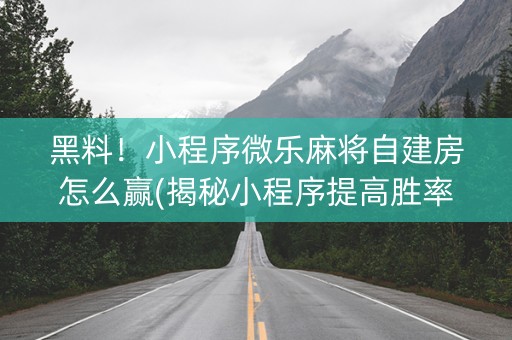 黑料！小程序微乐麻将自建房怎么赢(揭秘小程序提高胜率)
