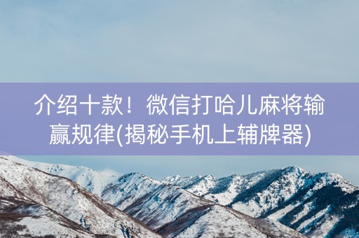 介绍十款！微信打哈儿麻将输赢规律(揭秘手机上辅牌器)