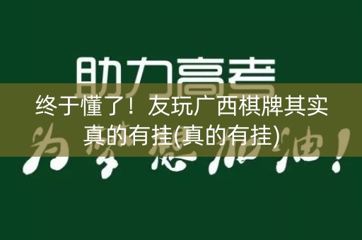 终于懂了！友玩广西棋牌其实真的有挂(真的有挂)
