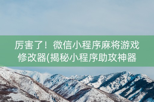 厉害了！微信小程序麻将游戏修改器(揭秘小程序助攻神器)