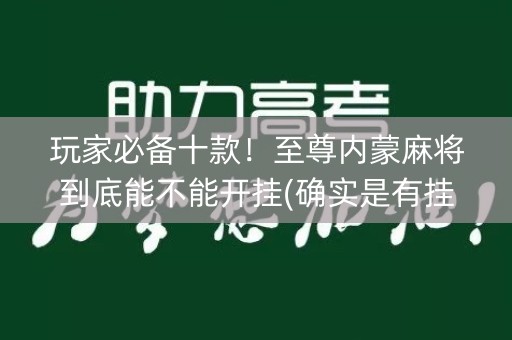 玩家必备十款！至尊内蒙麻将到底能不能开挂(确实是有挂的)