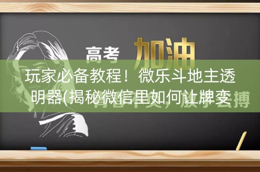 玩家必备教程！微乐斗地主透明器(揭秘微信里如何让牌变好)