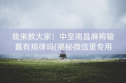 我来教大家！中至南昌麻将输赢有规律吗(揭秘微信里专用神器下载)