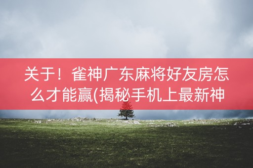 关于！雀神广东麻将好友房怎么才能赢(揭秘手机上最新神器下载)