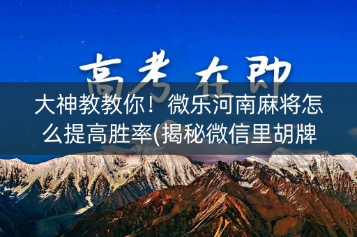 大神教教你！微乐河南麻将怎么提高胜率(揭秘微信里胡牌神器)