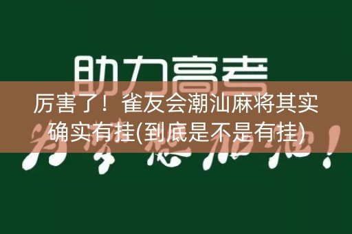 厉害了！雀友会潮汕麻将其实确实有挂(到底是不是有挂)