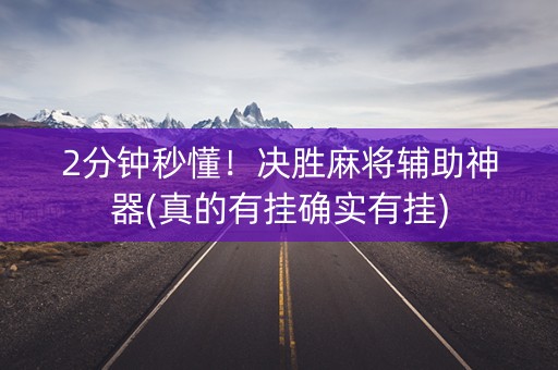 2分钟秒懂！决胜麻将辅助神器(真的有挂确实有挂)