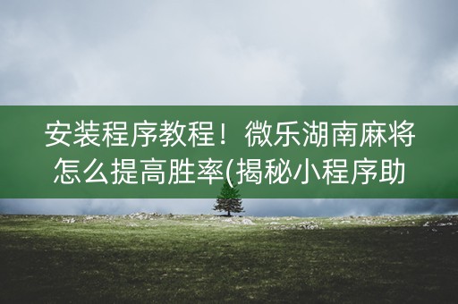 安装程序教程！微乐湖南麻将怎么提高胜率(揭秘小程序助赢神器购买)
