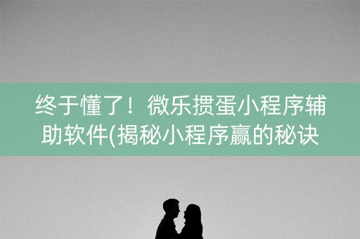 终于懂了！微乐掼蛋小程序辅助软件(揭秘小程序赢的秘诀)