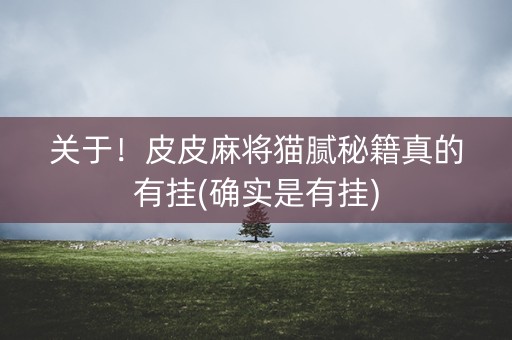 关于！皮皮麻将猫腻秘籍真的有挂(确实是有挂)