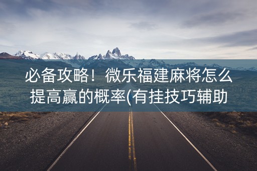 必备攻略！微乐福建麻将怎么提高赢的概率(有挂技巧辅助器)