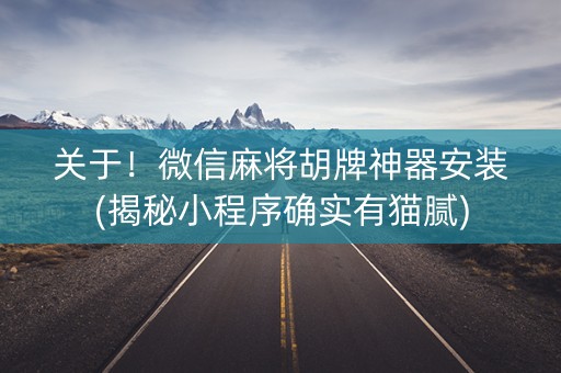 关于！微信麻将胡牌神器安装(揭秘小程序确实有猫腻)
