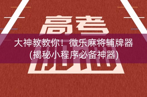 大神教教你！微乐麻将辅牌器(揭秘小程序必备神器)