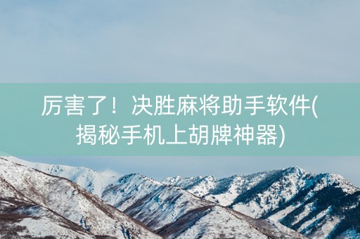 厉害了！决胜麻将助手软件(揭秘手机上胡牌神器)