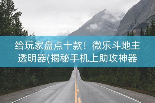 给玩家盘点十款！微乐斗地主透明器(揭秘手机上助攻神器)