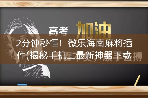 2分钟秒懂！微乐海南麻将插件(揭秘手机上最新神器下载)