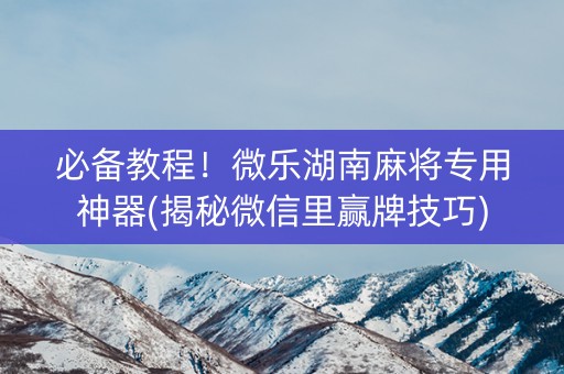 必备教程！微乐湖南麻将专用神器(揭秘微信里赢牌技巧)