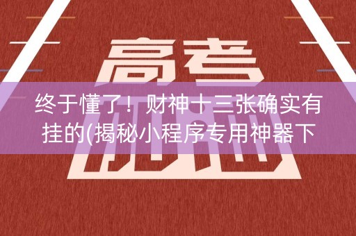 终于懂了！财神十三张确实有挂的(揭秘小程序专用神器下载)