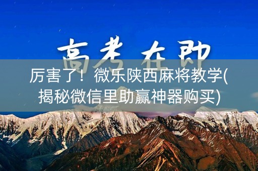 厉害了！微乐陕西麻将教学(揭秘微信里助赢神器购买)