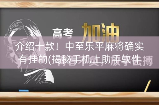 介绍十款！中至乐平麻将确实有挂的(揭秘手机上助手软件)