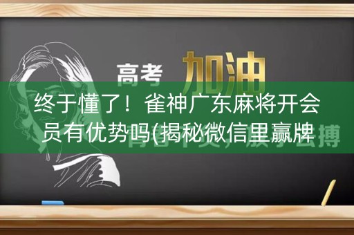 终于懂了！雀神广东麻将开会员有优势吗(揭秘微信里赢牌技巧)