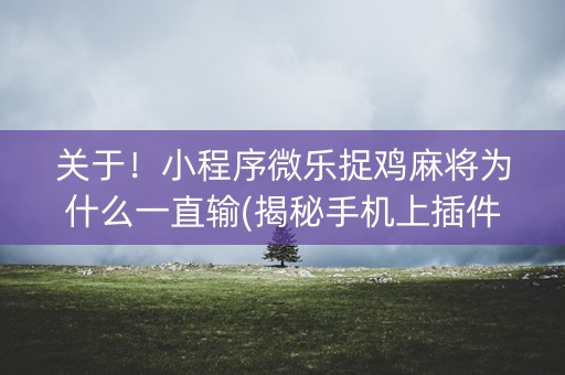 关于！小程序微乐捉鸡麻将为什么一直输(揭秘手机上插件购买)