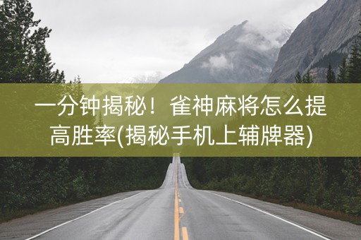 一分钟揭秘！雀神麻将怎么提高胜率(揭秘手机上辅牌器)