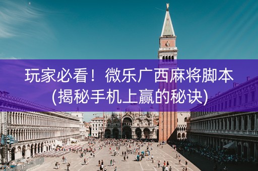 玩家必看！微乐广西麻将脚本(揭秘手机上赢的秘诀)