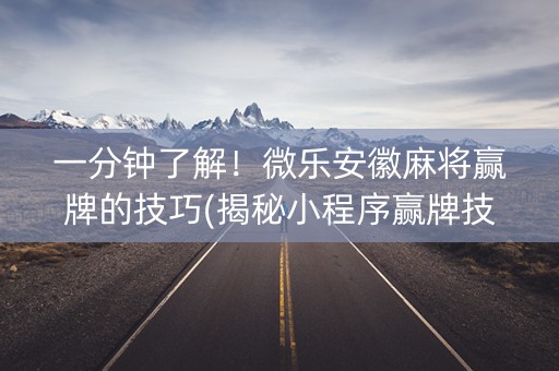 一分钟了解！微乐安徽麻将赢牌的技巧(揭秘小程序赢牌技巧)