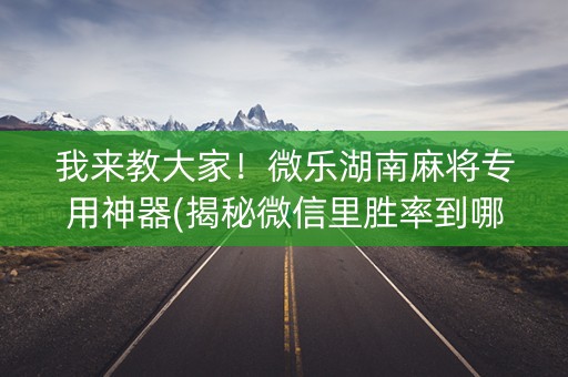 我来教大家！微乐湖南麻将专用神器(揭秘微信里胜率到哪调)