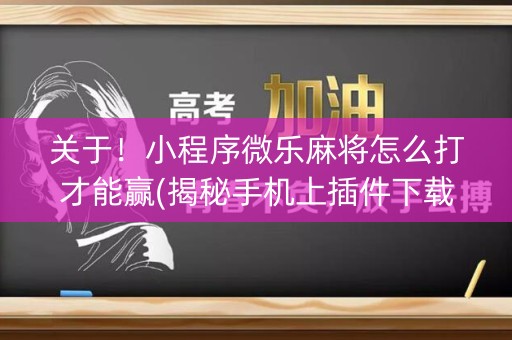 关于！小程序微乐麻将怎么打才能赢(揭秘手机上插件下载)
