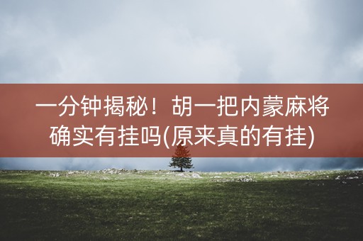 一分钟揭秘！胡一把内蒙麻将确实有挂吗(原来真的有挂)