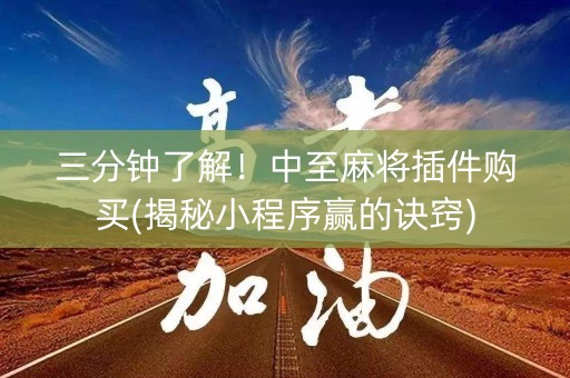 三分钟了解！中至麻将插件购买(揭秘小程序赢的诀窍)