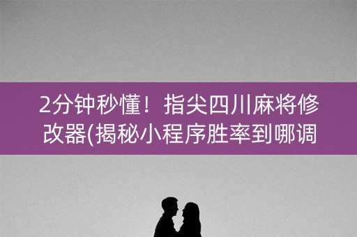 2分钟秒懂！指尖四川麻将修改器(揭秘小程序胜率到哪调)