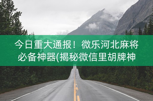 今日重大通报！微乐河北麻将必备神器(揭秘微信里胡牌神器)