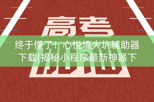终于懂了！心悦填大坑辅助器下载(揭秘小程序最新神器下载)