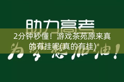 2分钟秒懂！游戏茶苑原来真的有挂呢(真的有挂)