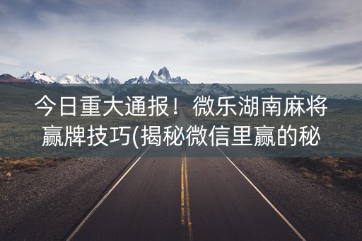 今日重大通报！微乐湖南麻将赢牌技巧(揭秘微信里赢的秘诀)