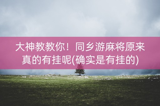 大神教教你！同乡游麻将原来真的有挂呢(确实是有挂的)