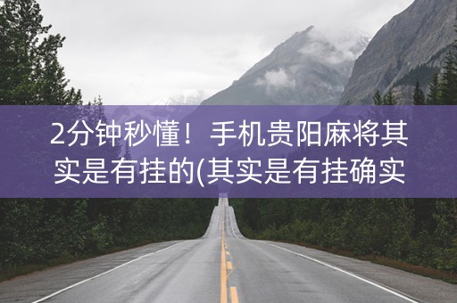 2分钟秒懂！手机贵阳麻将其实是有挂的(其实是有挂确实有挂)