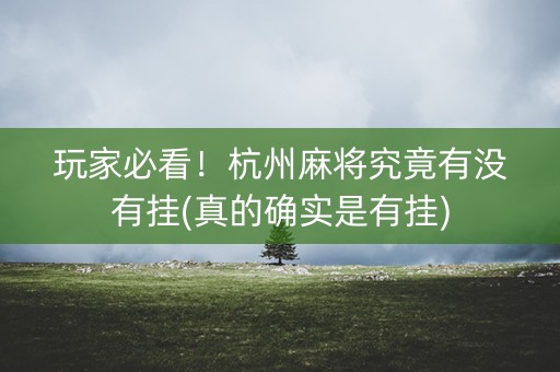 玩家必看！杭州麻将究竟有没有挂(真的确实是有挂)