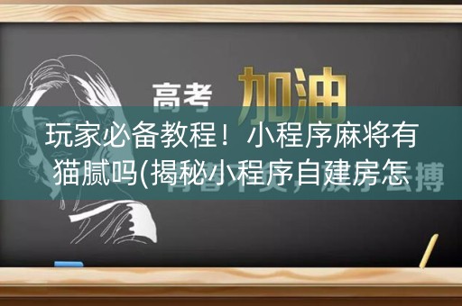 玩家必备教程！小程序麻将有猫腻吗(揭秘小程序自建房怎么赢)