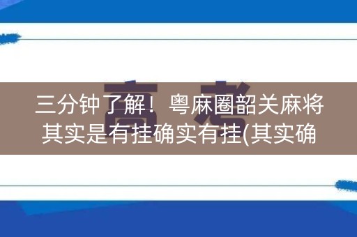 三分钟了解！粤麻圈韶关麻将其实是有挂确实有挂(其实确实有挂)