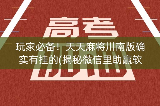 玩家必备！天天麻将川南版确实有挂的(揭秘微信里助赢软件)