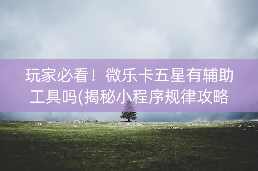 玩家必看！微乐卡五星有辅助工具吗(揭秘小程序规律攻略)