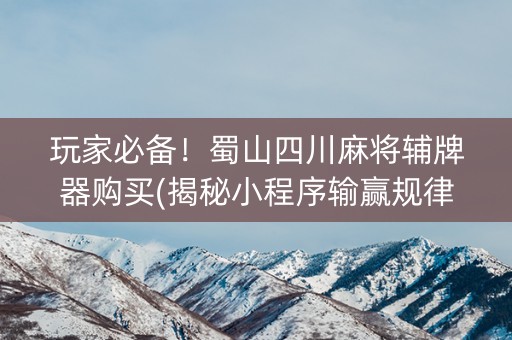 玩家必备！蜀山四川麻将辅牌器购买(揭秘小程序输赢规律)
