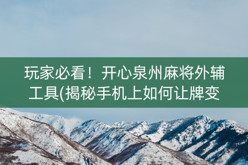 玩家必看！开心泉州麻将外辅工具(揭秘手机上如何让牌变好)